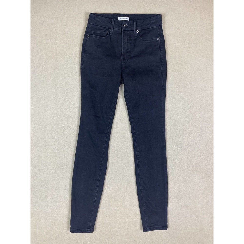 Good American Good Legs Womens 0/25 Mid Rise Skinny Black Jeans Pockets